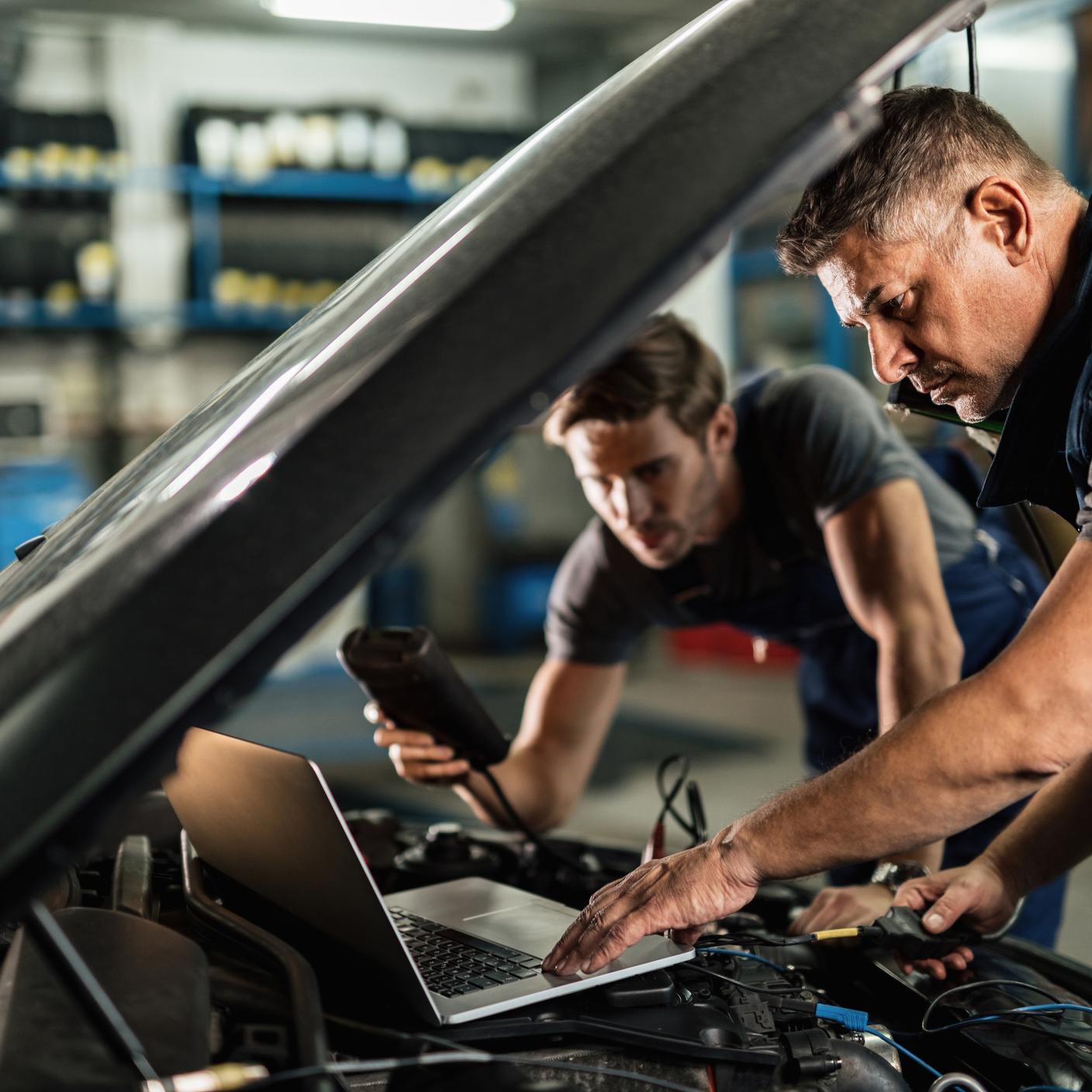 Man working on car