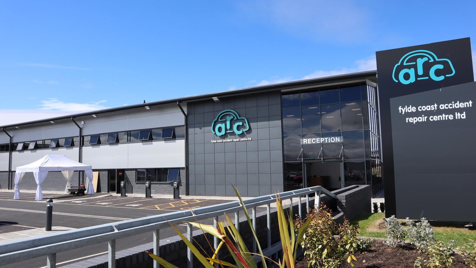 Outside ARC building showing reception
